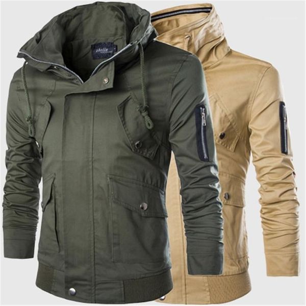 

mens outerwear stand neck double collar male coats casual fashion men designer clothing solid color handsome, Black;brown