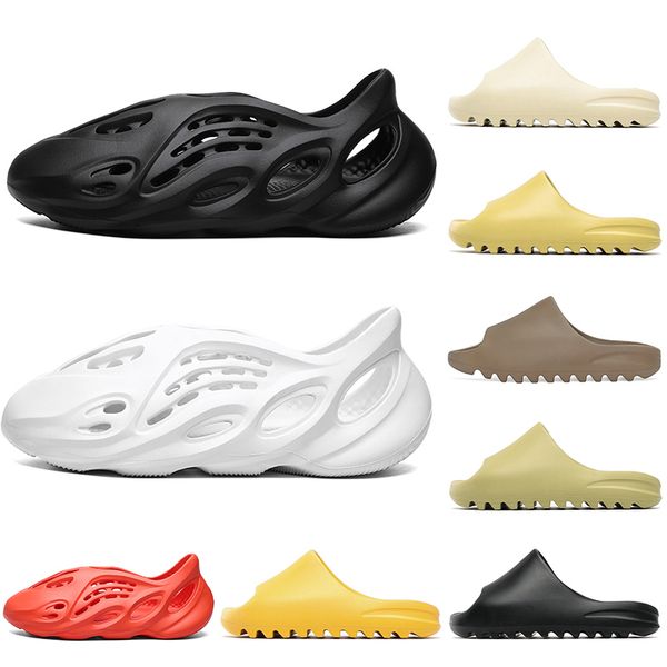 

kanye west slides foam runner sandals slippers for men women trainers triple black white red resin bone desert sand outdoor beach shoe