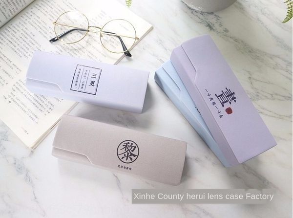 

new high-end box poetic simple myopia handmade case glasses case glasses box, Blue