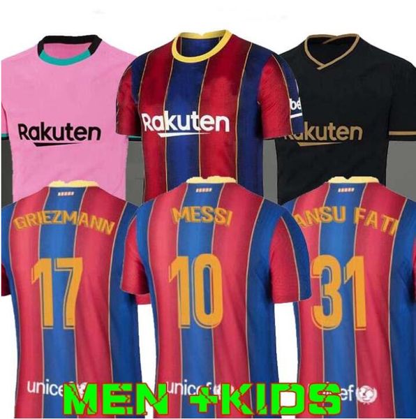 

20 21 messi griezmann home away 3rd mens soccer jerseys suarez pique coutinho dembele football shirts rakitic f. de jong short uniform, Black;yellow