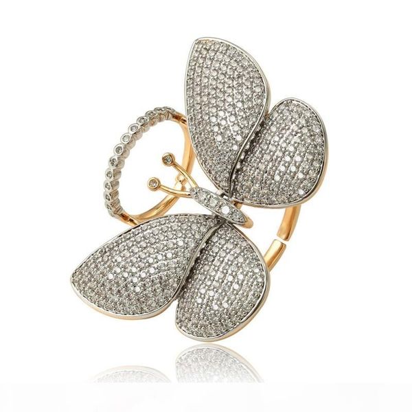 

new fashion women butterfly rings plated 18k gold wedding rhinestone knuckle ring butterfly moves as the joints move dc139, Golden;silver