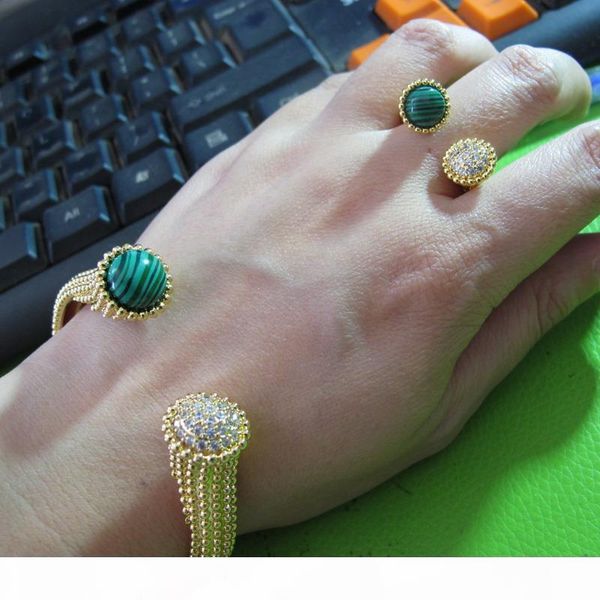 

wholesale 2019 new designer cuff bangle bracelet and rings 18k gold plated jewelry sets for women, Silver