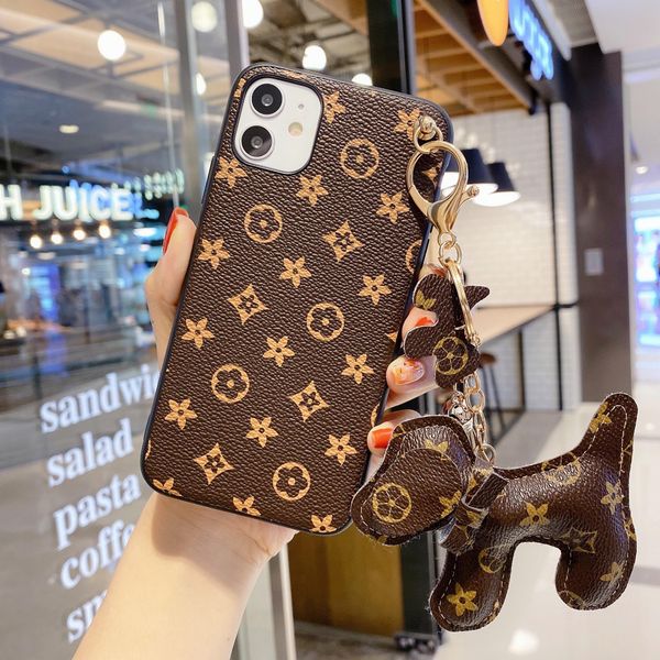 

the refined pu leather phone case is suitable for iphone x s r 7/8 plus 11 pro max (gift cute doll
