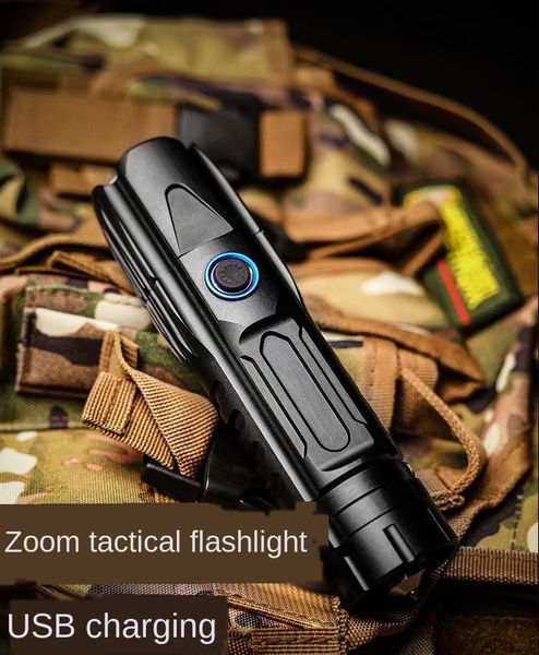 

new p50/p70/p90 strong zoom usb flashlight charging with electric quantity display tactical flashlight