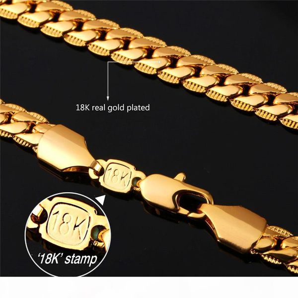 

6mm 18"-32" men gold chain 18k yellow gold plated jewelry curb cuban link chain necklace, Silver