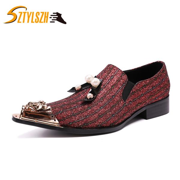 

luxury business fashion party men dress pearls tassel leather shoes male wedding formal shoes oxford social zapatos de cuero, Black