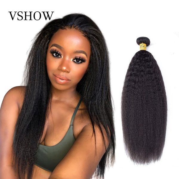 

yaki straight hair bundles vshow indian human hair weave bundles 1/3/4 bundles kinky straight 100% remy hair extension, Black