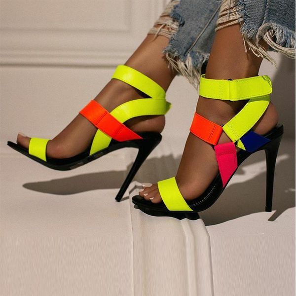 

plus size 42 women classic high heels 11cm fetish sandals female summer colorful patchwork shoes women pumps, Black