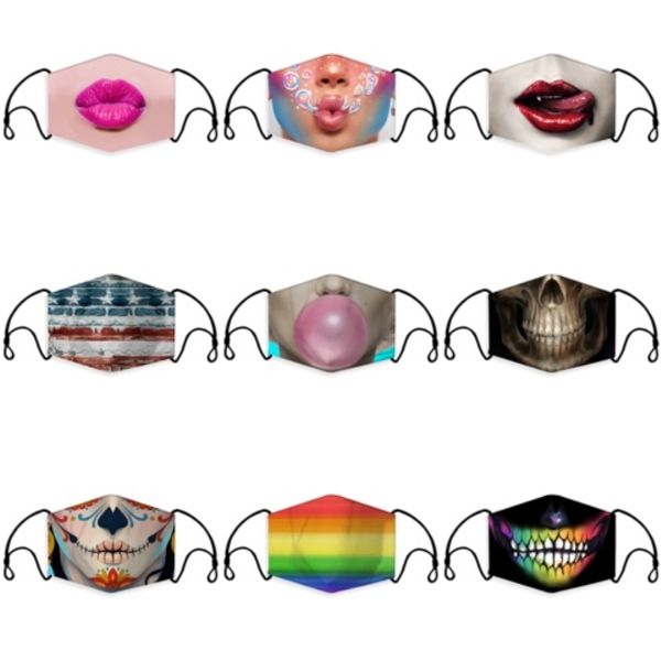 

s anime face mask reusable stripe print designer dustproof mask ultraviolet-proof washable running riding bike mask#365
