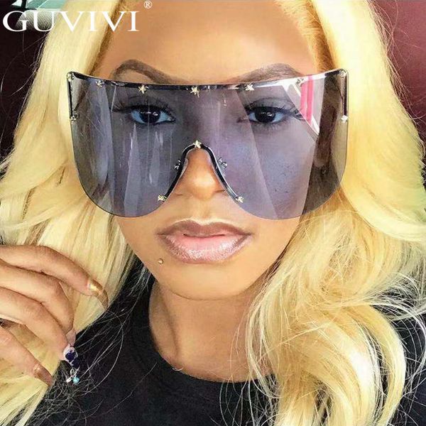

overzised star mask sunglasses women trendy brand big frame sun glasses men vintage one piece eyeglasses huge shield eyewear, White;black