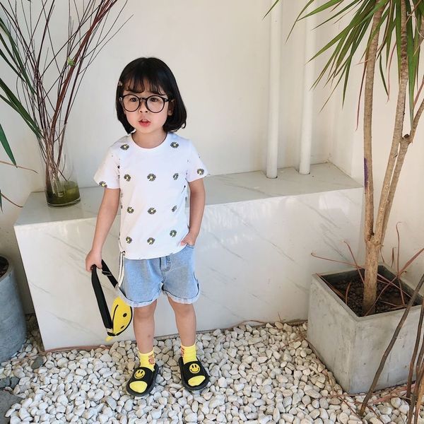 

small and medium-sized children's fashion brand a set t-shirt t-shirt of two pieces full print, Blue