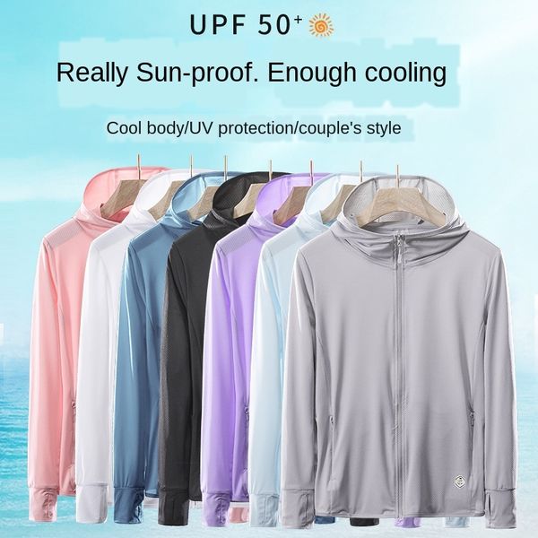 

27yaf summer sun clothing for women coat coatand men outdoor knitted uv protection skin clothing elastic breathable coat hooded sun protecti, Gray;blue