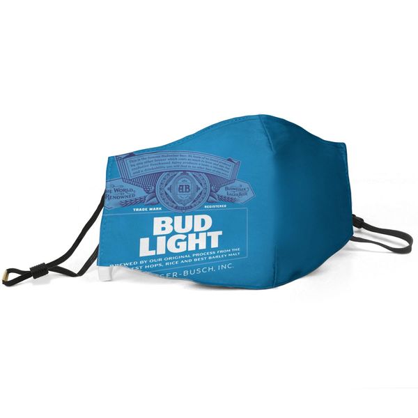

women men face mask dust mask muffle -w-bud light beer package design blue printed with adjustable ear hook mas, Silver