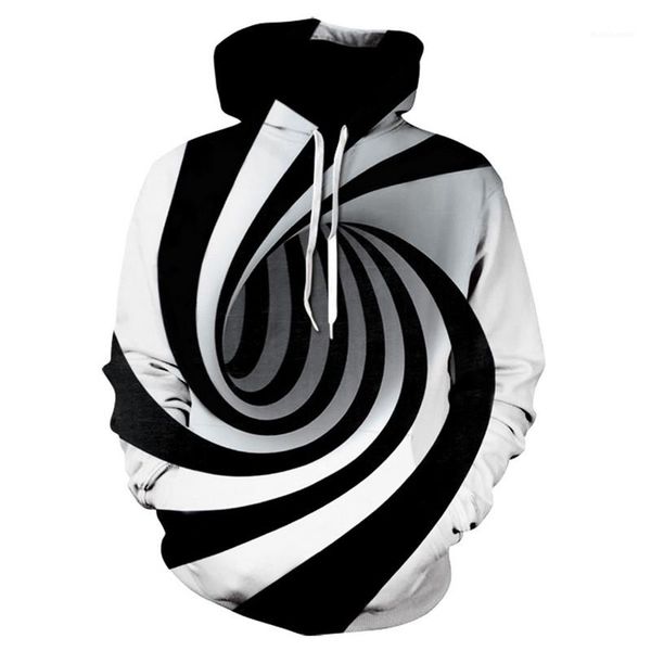 

long sleeve clothing 3d digital vortex hooded hoodies mens designer pullover casual popular sweatshirts fashion mens contrast color, Black