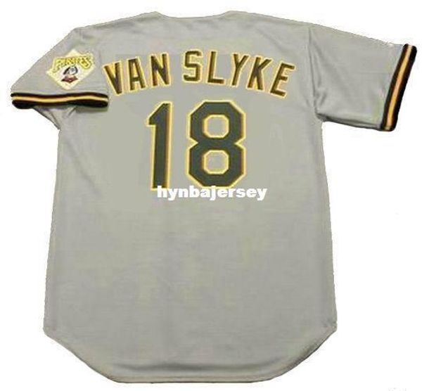 

custom andy van slyke pittsburgh stitched 1992 majestic vintage away baseball jersey retro mens jerseys running, Gray