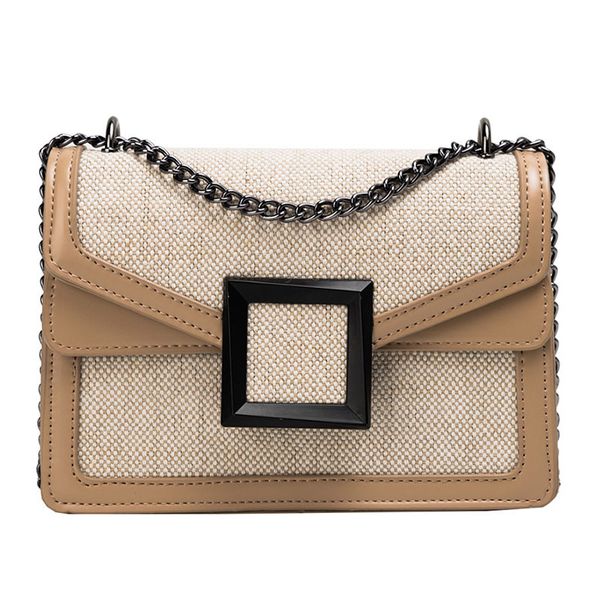 

new 2020 crossbody bag fashion women shoulder bags lady phone pocket linen pu leather wild chain messenger bags