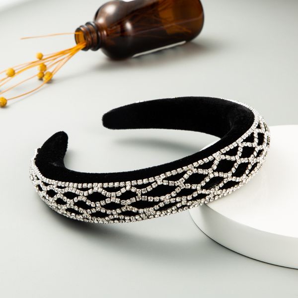 

za new color sponge headband women's high-end baroque rhinestone catwalk headband, Silver