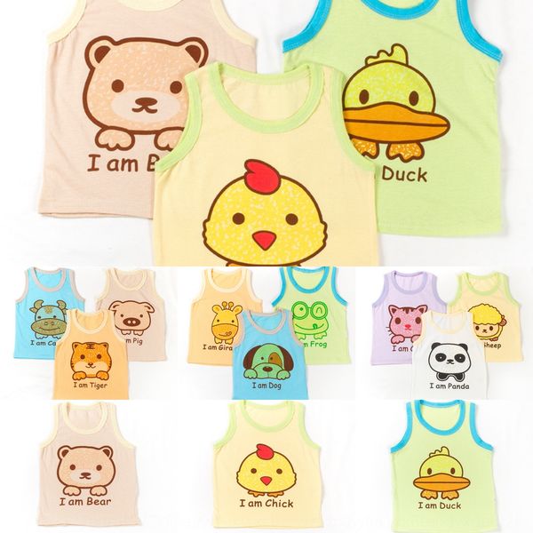 

children's shirt vest new cartoon pattern boys' and girls' i-shaped vest base shirt straight 1401v, Blue