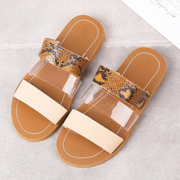 

summer women slippers two-layer snake print shoes casual flat slides lady outdoor beach flip flops comfort female slippers shoes, Black