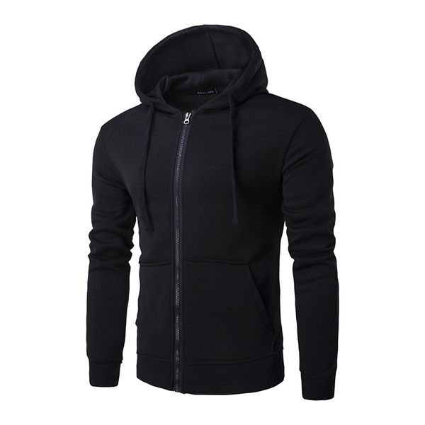 

mens designer clothes hoodies sweatshirts hip hop autumn spring men jackets zipper hooded collar solid color outdoor overcoat outwear, Black