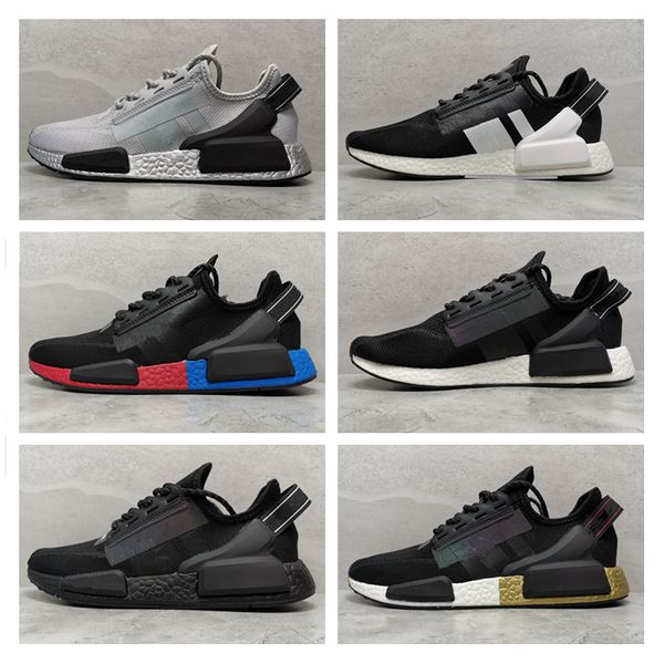 

2020 wholesale nmd r1 v2 stripe punchy neon summer breathe trainer for men women running shoes sport sneaker04, Black