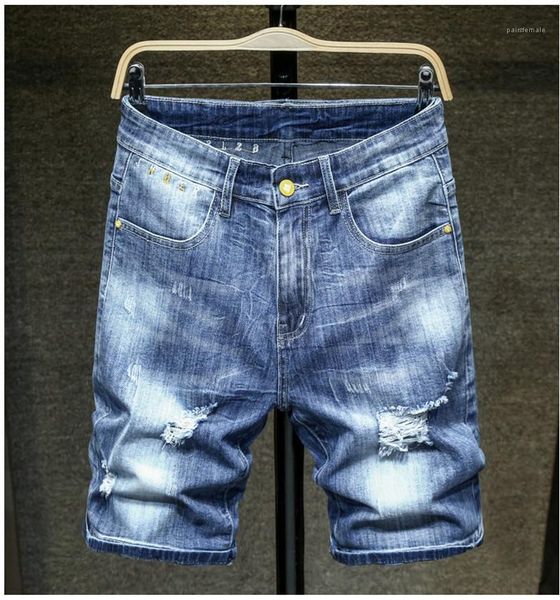 

loose men designer clothing casual fashion mens shorts hole knee length mens shorts summer cool breathable, White;black