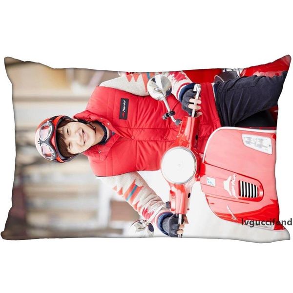 

korea- custom lee kwang soo satin pillowcase 35x45cm (one side) printed zipper silk pillowcover custom gift pillow case