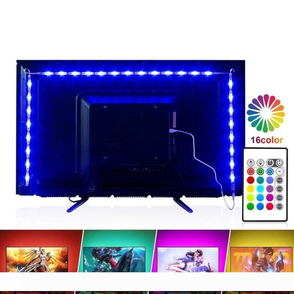 

led tv backlight 2m 6.56ft rgb neon accent led lights strips for 40-60in hdtv neon light bias lighting with remote usb led strip lights