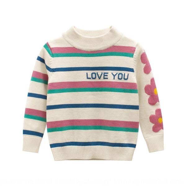 

korean style clothing 2020 season new children's clothing style girls sweater children's striped sweater, Blue