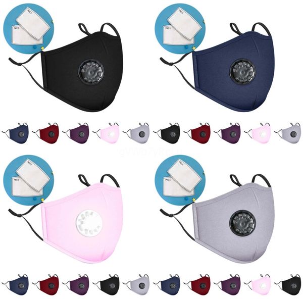 

3color breathing valve mask sponge face masks anti fog haze pm2.5 mouth er reusable anti dust designer printed mask protective mask gga3 #59, Black