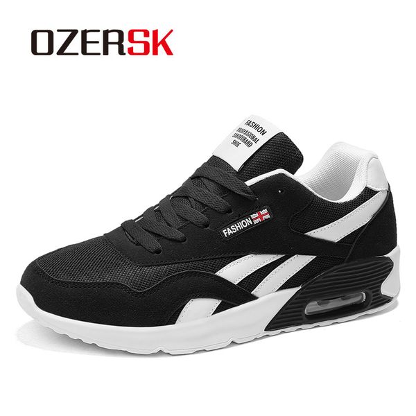 

ozersk summer male breathable comfortable casual shoes fashion men shoes lace up walking men sneakers 36~44, Black