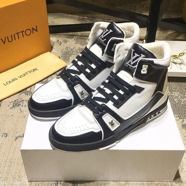 

fashion mens shoes boots trainer sneaker boot casual luxury zapatos de hombre ankle fashion boots shoes for men leather with box drop ship, Black