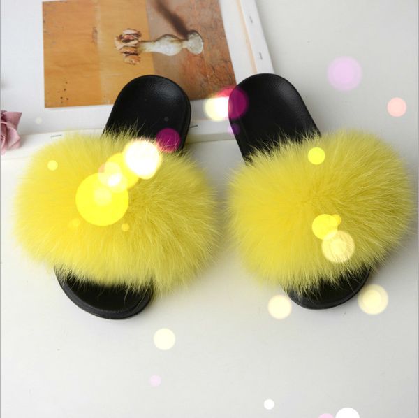 

real fur slides for women custom and colors real fox fur slides wholesale furry fox fur slides, Black