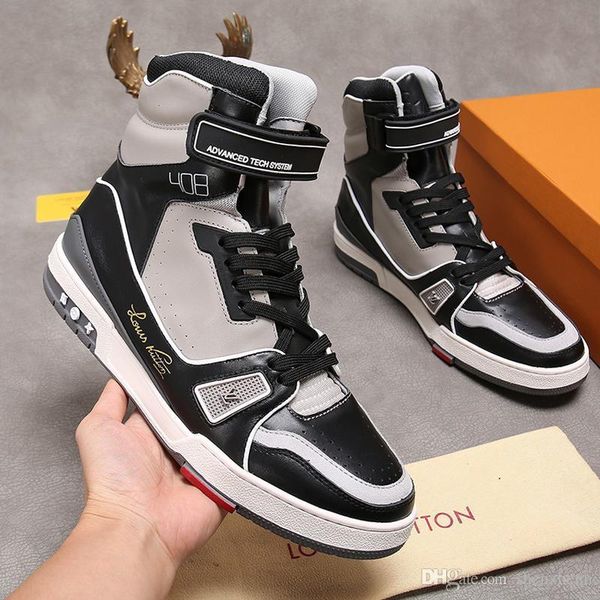 

men shoes trainer sneaker mid -fashion boots bottes hommes luxury mens shoes fashion l22 chaussures pour hommes ankle boots fast deliver, Black