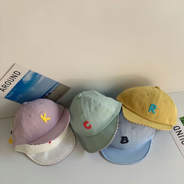 

yqfwb m9443 autumn new korean style cotton embroidered children embroidered baby hat's hat cap cap letter soft brim baby hat trendy chi, Yellow