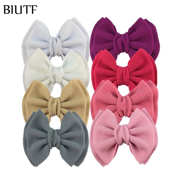 

50pcs/lot 5'' double-layer seersucker waffle hair bow with/without clip kid apparel headwear accessories plush toy decor hdj161 y2, Slivery;white