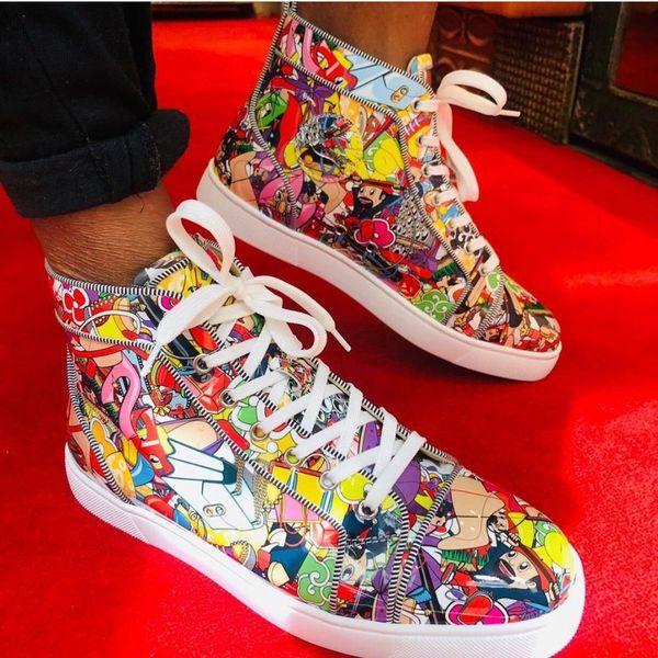 

famous designer super loubi print sneakers shoes,men's red bottom casual walking,comfort skateboard party wedding shoes 35-47, Black