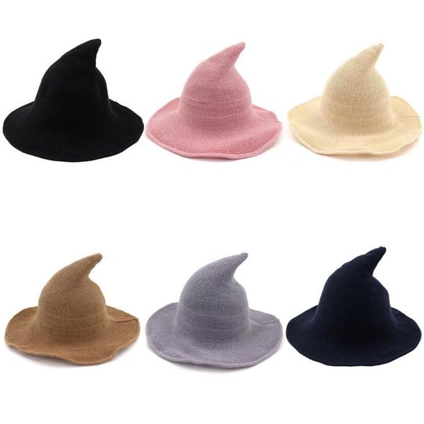 

2020 fashion halloween witch cotton yarn hats women men kids christmas party foldable winter sun cap 4 colors#38, Blue;gray