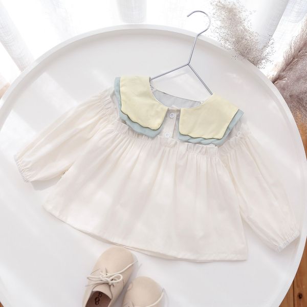 

pullover doll collar shirt 2020 baby girl western style double-layer cute doll collar all-match pullover shirt ey019, White;black