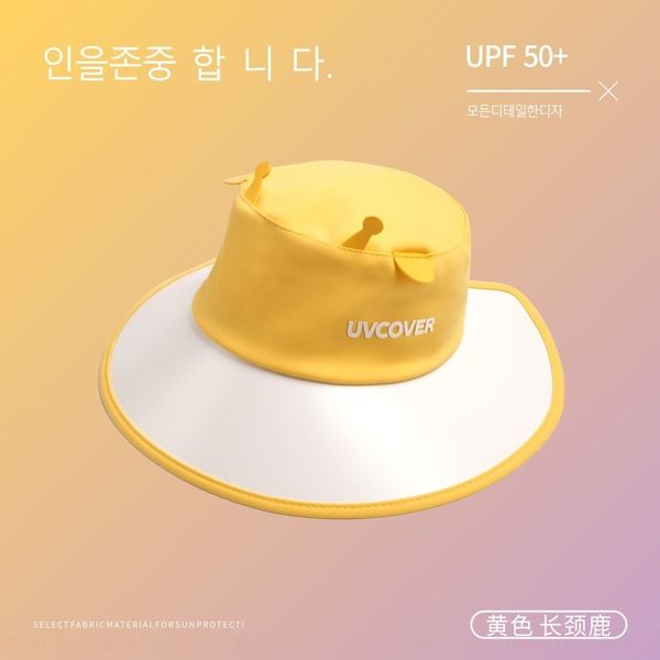 

w9iv3 new baby fisherman sunscreen cute pet children's sunscreen hat large brim female male korean style all-match uv-proof sunshade fi, Yellow