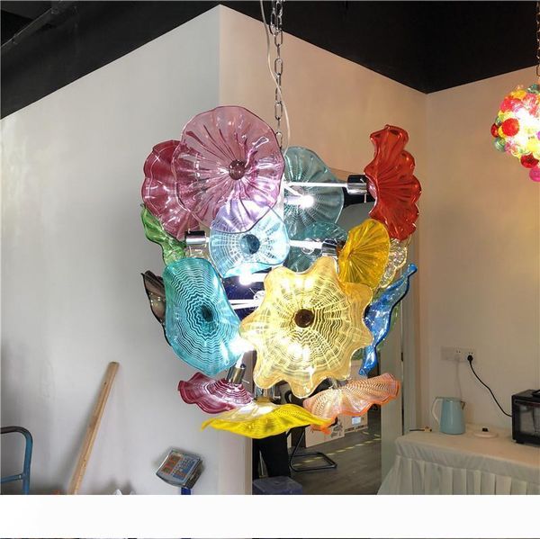 

flower chandelier light murano glass plates pendant lamps multi-color led blown glass chandelier lighting for living room
