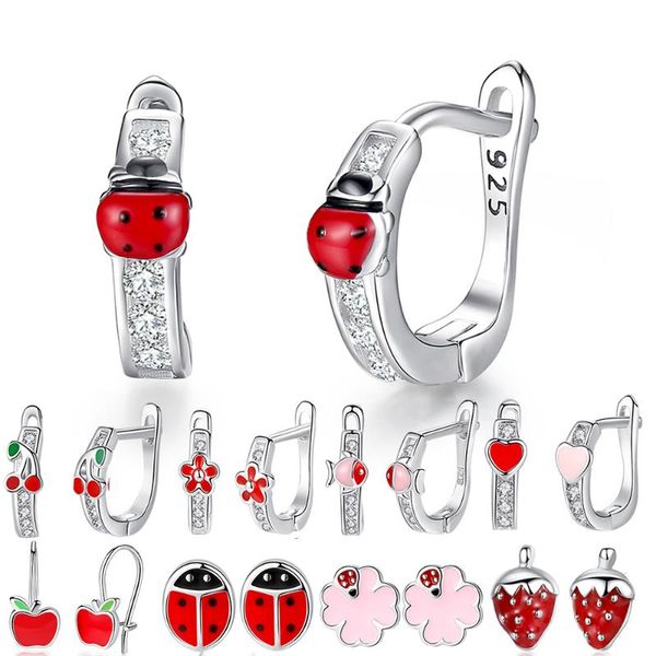 

2020 fashion jewelry christmas stud earrings animal clover heart 925 sterling silver small earrings for women kids girls, Golden;silver