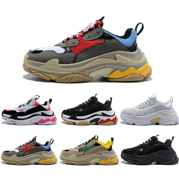 

chaussures new fashion paris triple-s dad shoes platform sneakers triple s mens womens tripler casual sports trainers zapatos size 36-45, Black