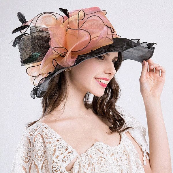 

season new uv-proof ougen yarn women's fashion fashion net gauze hat big hat, Blue;gray
