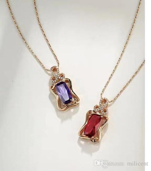 

imitation color gem necklace female japen and korea ruby necklace temperament simple clavicle chain for women, Silver