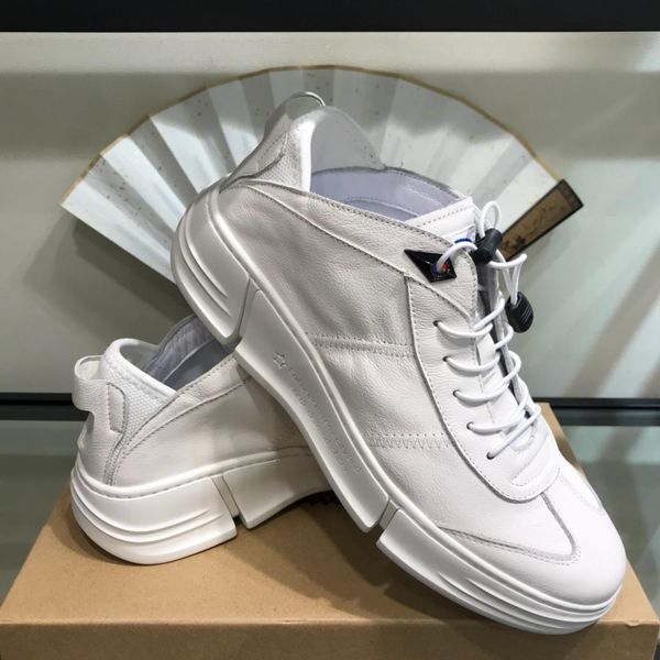 

2019i new men's shoes, trend of wild high white shoes, leather sports shoes original box packaging 38-4411, Black