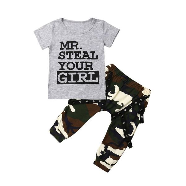 

clothing sets 2021 baby set born toddler infant boy casual letter print camo harem outfits 2pcs summer clothes, White
