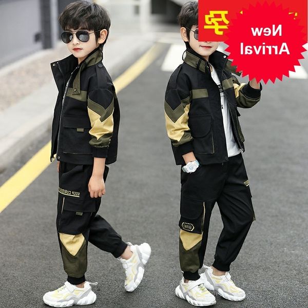 

new boys 2020 clothes suits 4 5 6 7 8 9 10 11 12 13 years kids boys outerwear hoodie jacket sport clothing sets suits, White