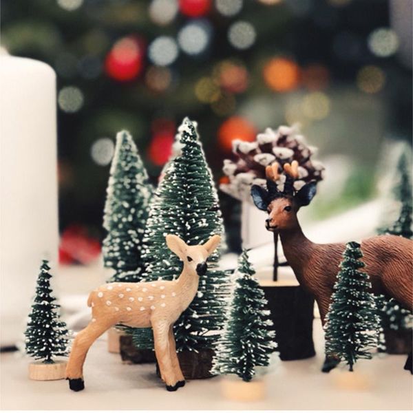 

10шт 10см mini christmas decor дерево с покрытыми снегом сосна diy украшения для дома party bar