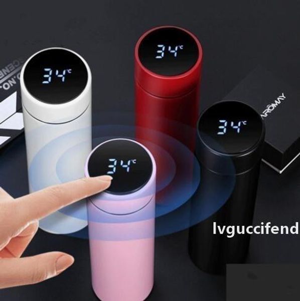 

led smart vacuum cup temperature display water bottle with lid stainless steel vacuum fashion contracted couples business cup gift cup wy116